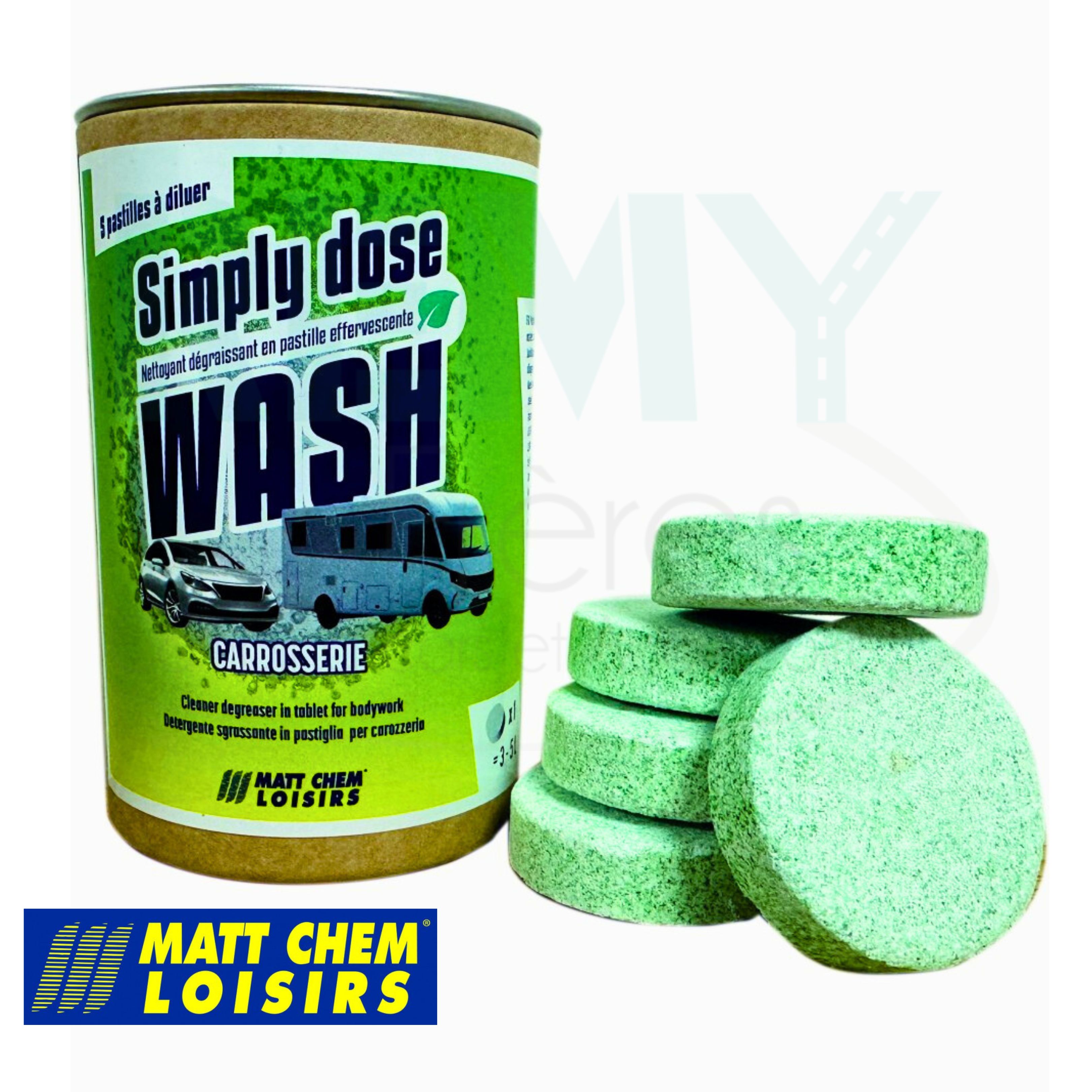 NETTOYANT CARROSSERIE EN PASTILLE EFFERVESCENTE - SIMPLY WASH 5X20 GRS 6 UNITES